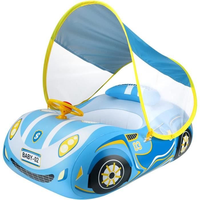 Bouée Piscine Bébé Avec Parasol UPF 50+ – Siège Flotteur Avec Volant Et Klaxon – PVC Durable – 6 à 36 Mois – Pour Piscine Et Plage