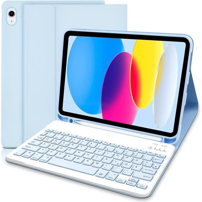 Étui Avec Clavier Bluetooth Amovible Lielax Pour IPad A16 11e Génération 2025 Et 10e Génération 2022 (11") - Disposition UK, Bleu, Avec Porte-crayon - 5
