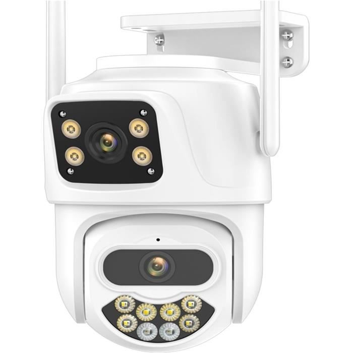 Caméra Surveillance WiFi Extérieure 4K Double Objectif 355° PTZ Solaire - Détection Humaine, Suivi Auto, Vision Nocturne Couleur, 8MP