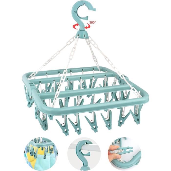 Étendoir à Linge Pliant 30 Crochets - Pour Chaussettes, Sous-Vêtements, Style Moderne