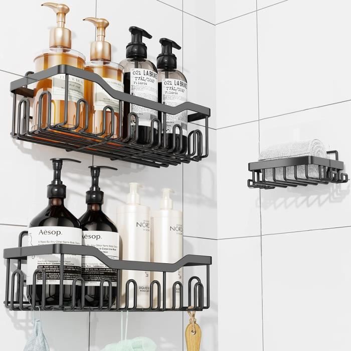 Étagère Douche Sans Perçage - Porte-Savon Et Rangement Acier Inox 304 Pour Barre De Douche Ou Robinet Cuisine - Gain De Place