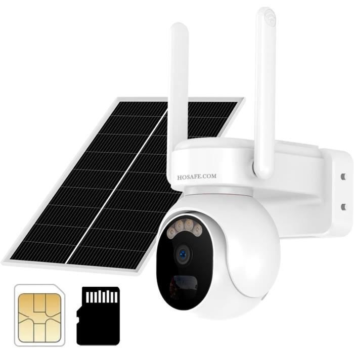 Caméra De Surveillance Sans Fil, Camera Exterieur Sans Fil Solaire 4G, Camera De Surveillance Sans Internet, Audio 2 Voies, 2K, Alarme De Détection De Mouvement, Vision Nocturne En Couleur, étanche