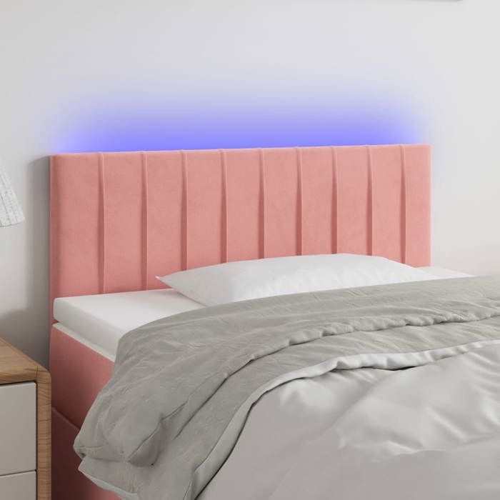 vidaXL Tête de Lit à LED Meuble de Chambre à Coucher Accessoire de Lit Simple Tête de Cadre de Lit Intérieur Rose 90x5x78/88 3121891