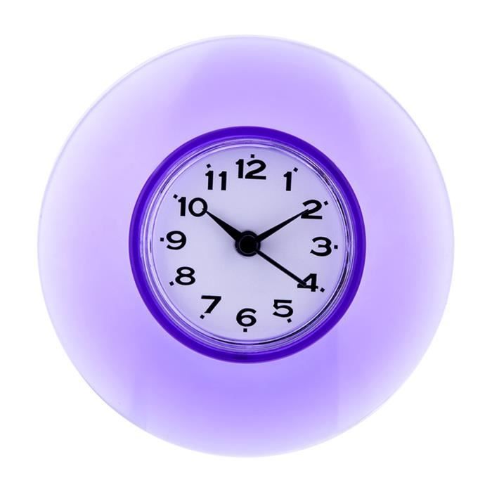 Horloge Salle De Bain Étanche - Ventouse Forte - Pile AAA - Orange - Pour Douche/Cuisine