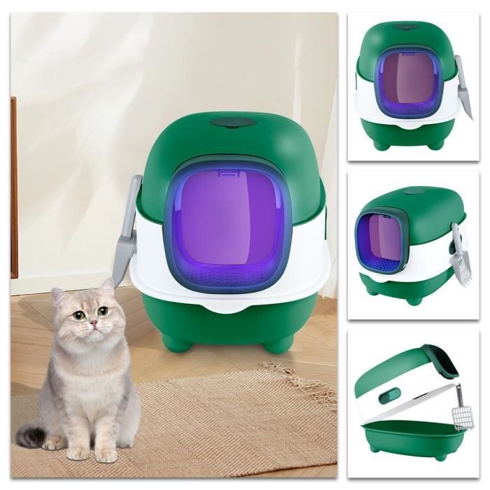 Meilleurs prix pour XUANYU Bac à litière pliable pour chaton avec couvercle, 40*38*56cm,avce pelle,Vert