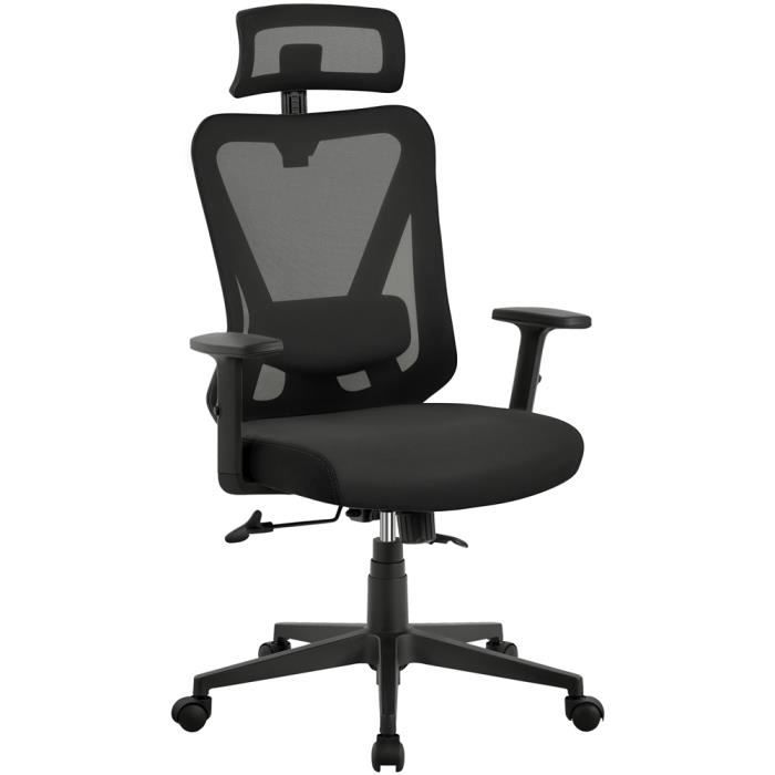 Yaheetech Chaise Bureau Avec Siège Dossier En Maille Respirante Hauteur Reglable Fauteuil Dordinateur Inclinable A Roulettes Pivotantes Charge 125kg Noir Fiche Technique Et Prix Au Maroc
