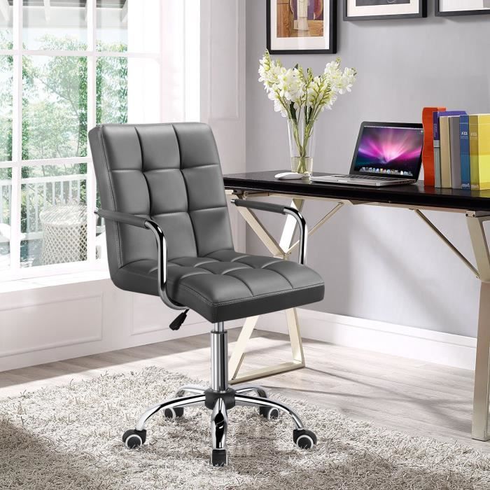 Yaheetech Chaise de Bureau avec Roues Pivotantes Fauteuil de Bureau avec Accoudoirs Amovibles Chambre Studio Gris Yaheetech Chaise de Bureau avec Roues Pivotantes Fauteuil de Bureau avec Accoudoirs Amovibles Chambre Studio Gris