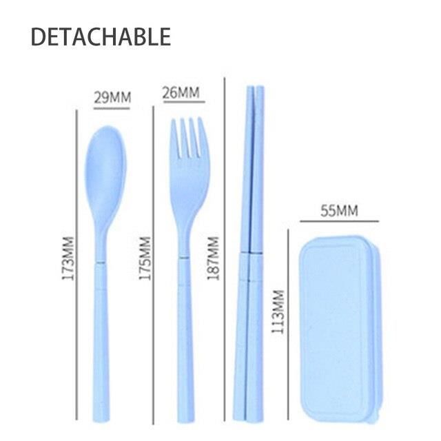 MENAGERE,Beige BOX--Couverts Paille De Blé Cuillère Fourchette Baguettes Avec Boîte Étudiants
