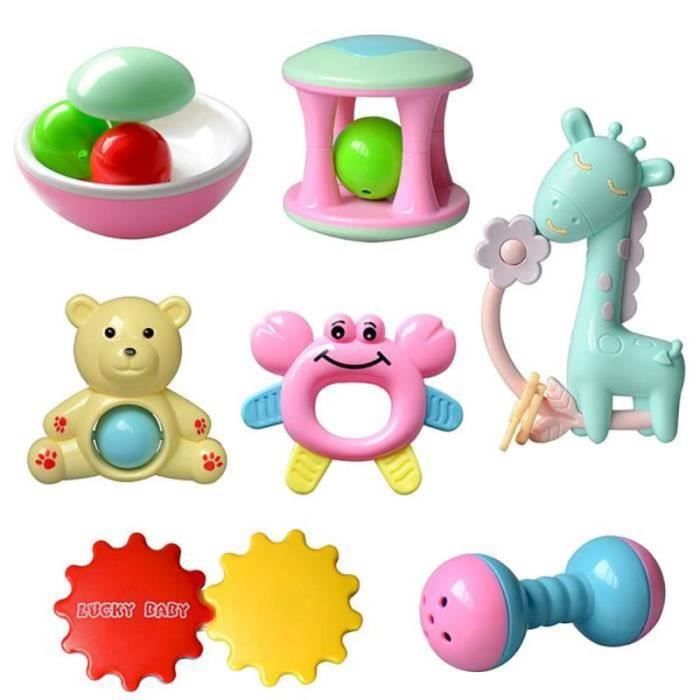 TUMAMA – 4 Hochets En Peluche Animaux – Faon, Lion, éléphant, Grenouille – Anneau Suspendu – Dès La Naissance