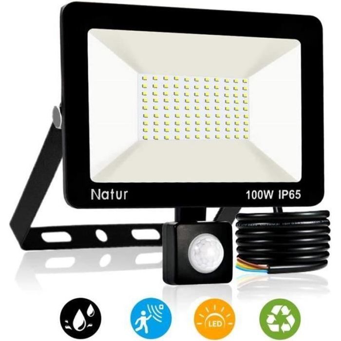 Led Exterieur Detecteur De Mouvement Sararoom 2Pack Projecteur LED Extérieur 100W 10000LM Ultra Lumineux IP65 Étanchéité 6500K Pour Jardin Balconie Garage Entrepôt Eclairage Exterieur Avec Detecteur