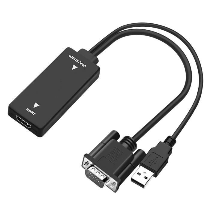 ICZI Adaptateur VGA vers HDMI, Câble VGA HDMI Audio 1080P avec USB Port