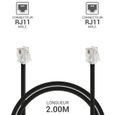Câble RJ11 2m M/M pour Téléphone fixe et ADSL WAYTYEX 39002 Câble Plat RJ11 Longueur 2,00 m - Noir-1