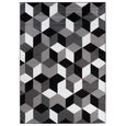 TAPISO Tapis Salon Poil Court Maya Gris Noir Blanc Losanges Polypropylène Intérieur 80x150 cm-1