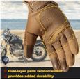 Gants de doigt de moto en cuir PU à écran tactile Marron-1