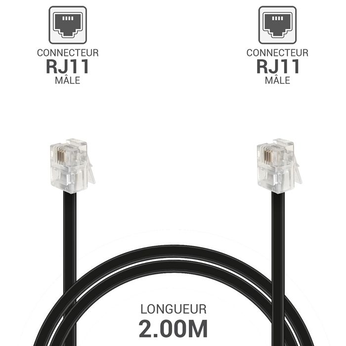 Câble adaptateur RJ11 mâle / RJ45 mâle (3 mètres) - Connectique RJ11 & RJ12  - Garantie 3 ans LDLC