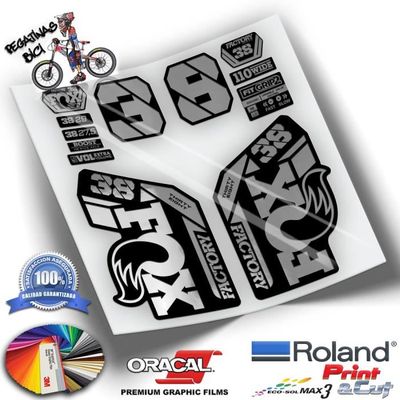 PEGATINEA Stickers - Autocollants Fourche Fox 36 Factory EBIKE 2021 - Orange, Géométrique, Vinyle, Métal, Moto