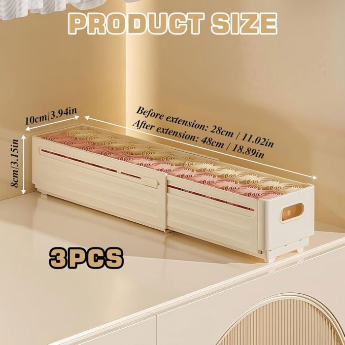 3 Pack Retractable Storage Boxes: Plastic Drawer Organizer Foldable ...