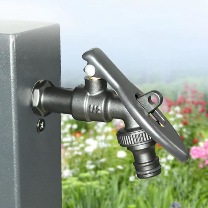 BFG Robinet De Jardin Double Avec Entrée 1/2" Et Sorties 3/4" - Laiton Résistant Au Gel
