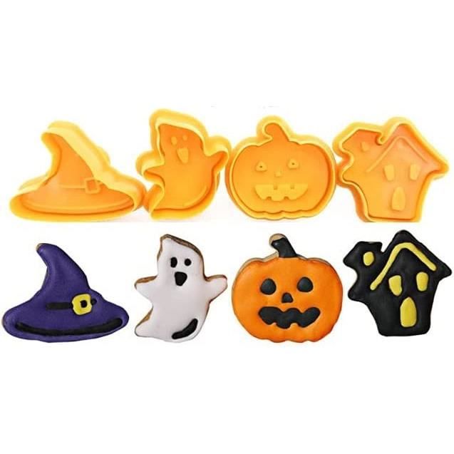 Emporte-pièces Halloween 12 Pièces - Moules à Biscuits Plastique - Formes Fantômes, Citrouilles, Chauves-souris - Pour Décorations Sucrées