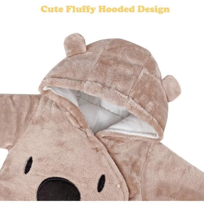 Peignoir Bébé Unisexe 0-24 Mois Avec Capuche - Flanelle Douce Motif Animal En Peluche