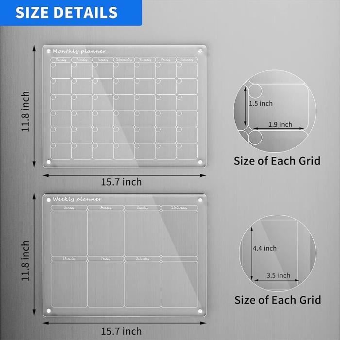 Calendrier Magnetique Frigo Transparent Personnalisable 30x24cm – Au bout  du detail