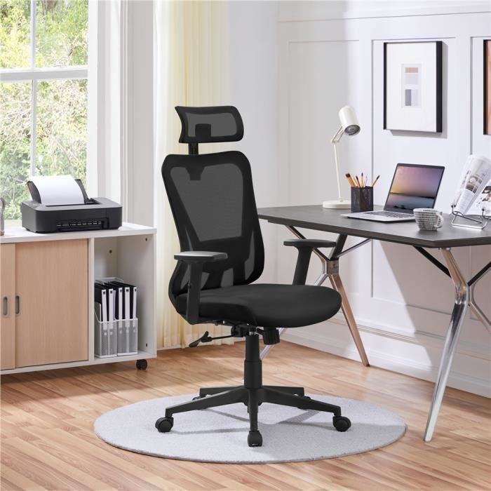 Chaise De Bureau Ergonomique En Maille Respirant Support Lombaire Reglable Yaheetech 89231861