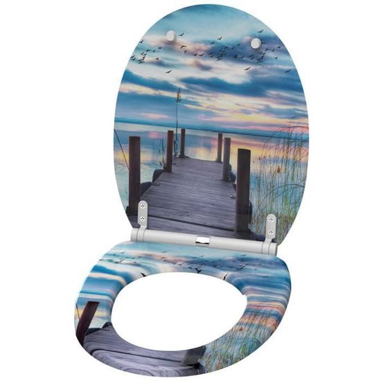 Abattant WC Sanilo En Bois - Avec Frein De Chute Intégré, Design Maritime, Universel Pour La Plupart Des WC