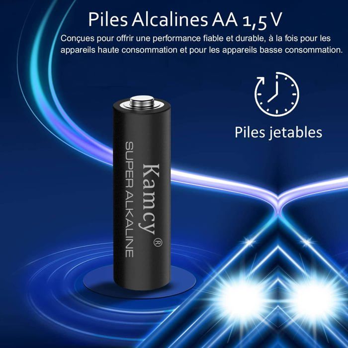 Piles Alcalines AA, Lot de 100 Batteries 1,5V LR06, Piles AA ...