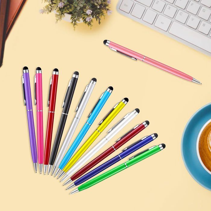 Pack De 2 Stylets IMoebel Pour Écrans Tactiles - Pointe Microfibre Interchangeable | 18,5 Cm Avec Clip | Universel