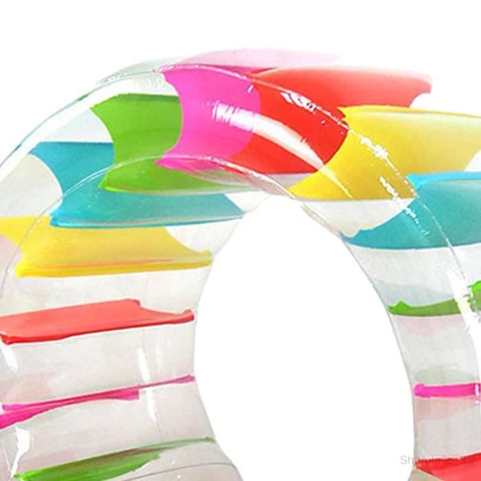 Rouleau à Eau Gonflable – Grande Roue Hamster Transparente – Rayures Colorées – Pour Piscine Ou Plage – Plaisir Pour Enfants Et Adultes