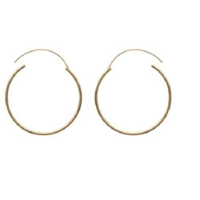 Boucles D'oreilles Créoles Plaqué Or 18 Carats - 5 Cm - Neuf Avec étiquettes