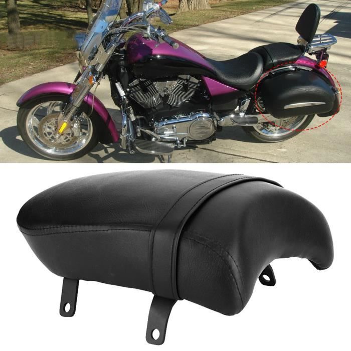 TUINCYN Support de coussin de dos de moto amovible Passager arrière Siège  en cuir noir (pack de 1)