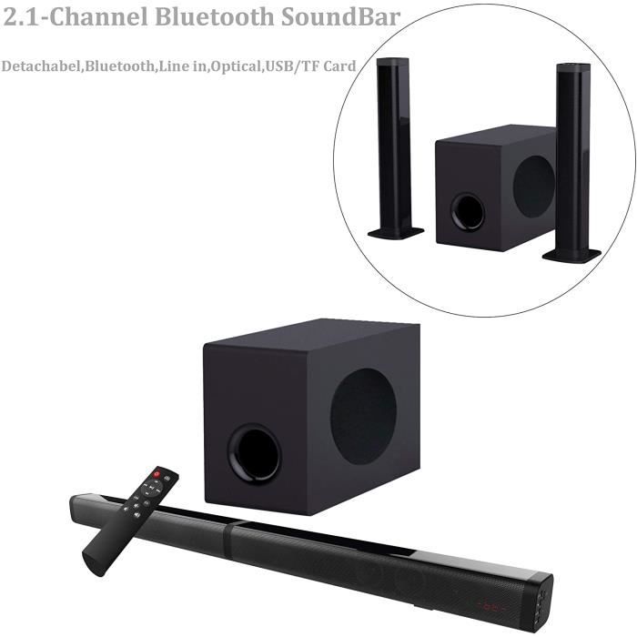 Haut-parleur TV Haut-parleurs Bluetooth pour ordinateur 2.1 Barre de son  Subwoofer Bass Stéréo Bluetooth Colonne Avec