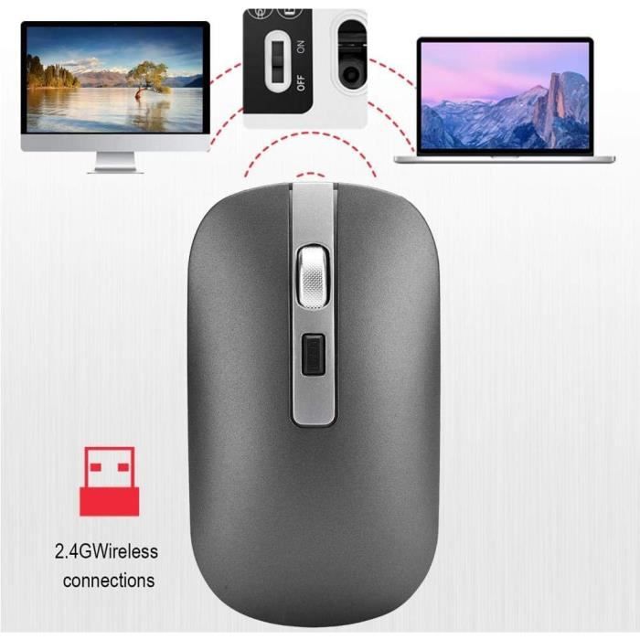 EasyULT Souris Sans Fil Rechargeable,Silence Click Wireless Ouse