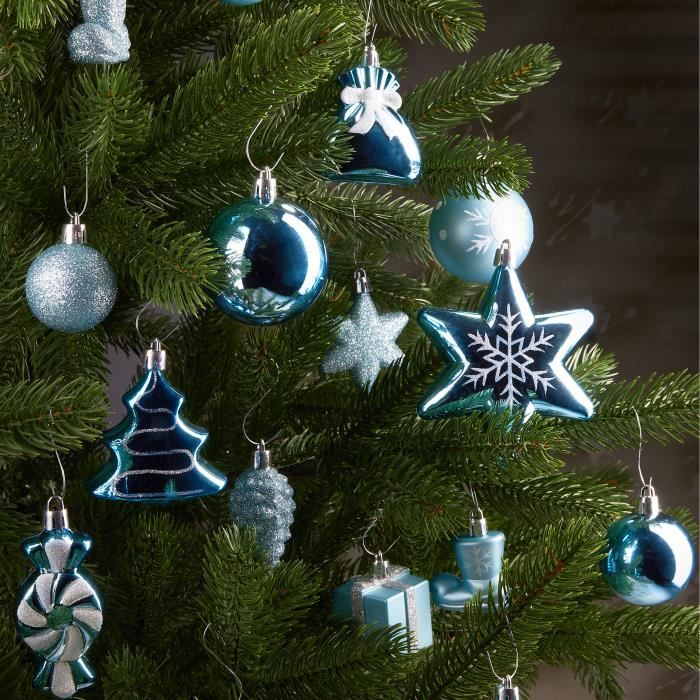 24 Boules De Noël Pailletées Bleu Ciel - Diamètre 30 Mm | Décoration Sapin, Hôtel, Maison, événement - 12