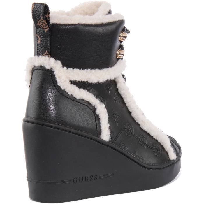 Guess Adalen Baskets compensees synthetiques a lacets pour femmes en noir Noir 35