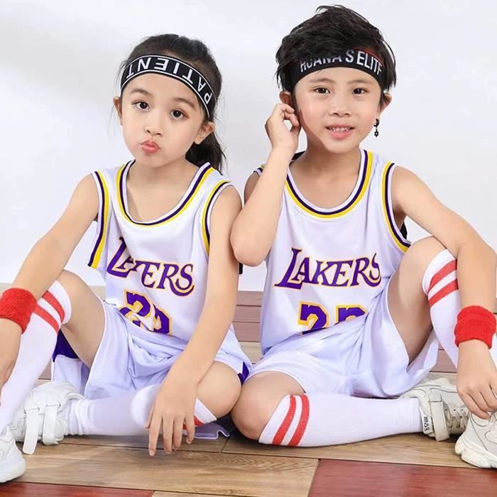 Maillot de Basketball pour Enfants, No.23 Lakers Jersey Ensemble de  débardeur 2 pièces pour Garçons Filles Blanc - Cdiscount Sport
