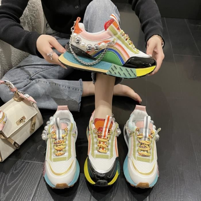 Baskets lacets iris es pour femmes VITATA Plateforme Noir