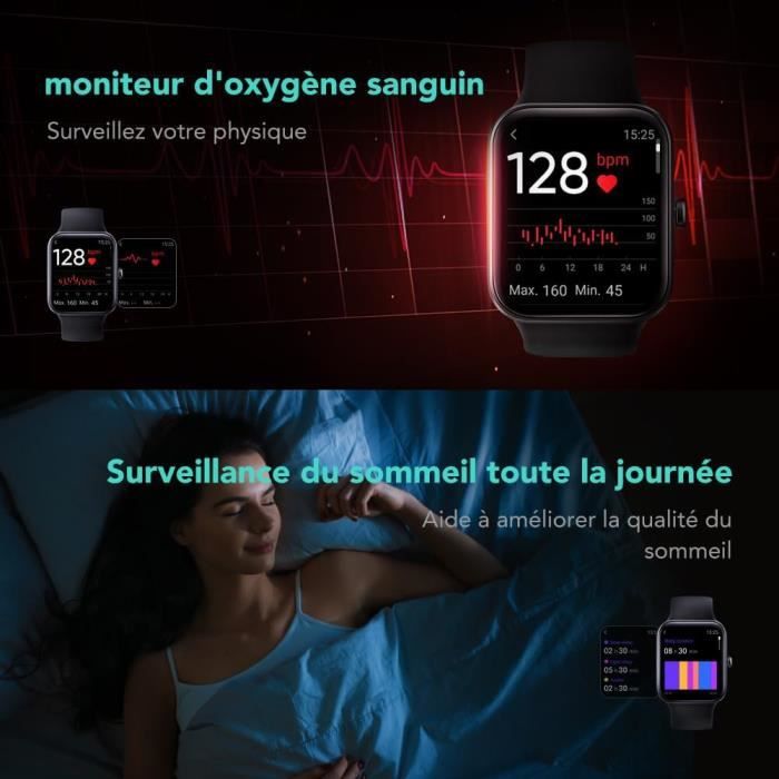 Montre Intelligente pour Hommes Femmes, Appel Bluetooth, Trackers D'entraînement Physique, Rose