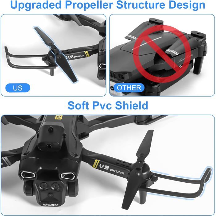 Drone 1080P HD Avec Caméra FPV WiFi – Débutant Enfant – Maintien D’Altitude, 360° Flips, 2 Batteries