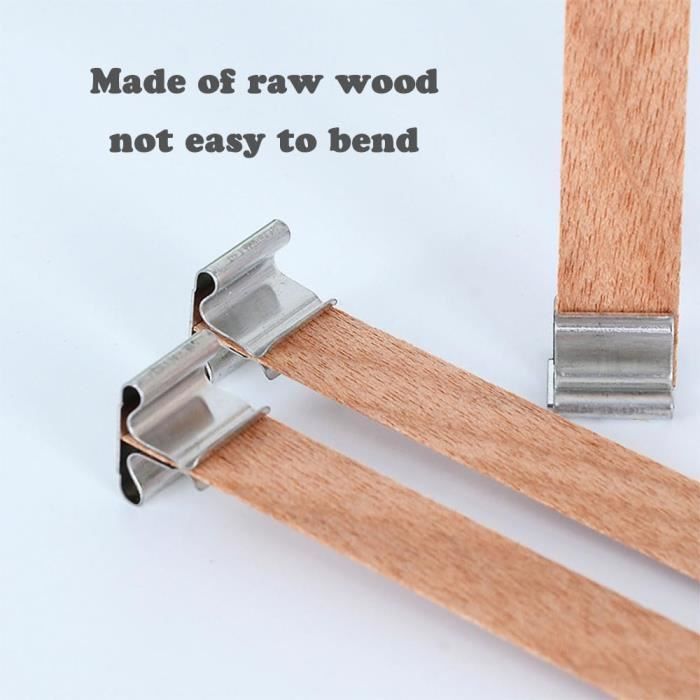 Wooswen Lot de 20 mèches de bougie en bois rond naturel avec supports pour la fabrication de bougies, 100 x 8 mm
