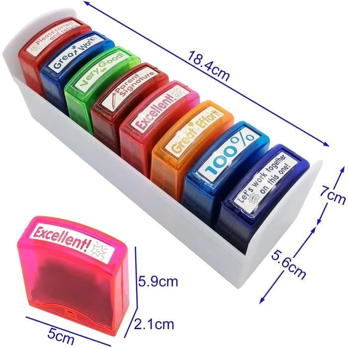 Lot de 8 Tampons auto-encreurs colorés Ensemble de Tampons Enseignants Fournitures d'Enseignants Classement avec bac de rangement - Beaux-Arts et Loisirs créatifs Lot de 8 Tampons auto-encreurs colorés Ensemble de Tampons Enseignants Fournitures d'Enseignants Classement avec bac de rangement - Beaux-Arts et Loisirs créatifs
