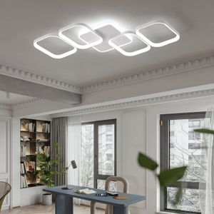 NETTLIFE Plafonnier LED Salon Dimmable avec Télécommande 45 W 60 cm Lampe en Métal Lampe Design