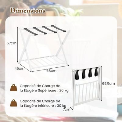 Porte Bagage Lot De 2 Porte-bagages Entièrement Assemblés Avec 5 Sangles Support Valise