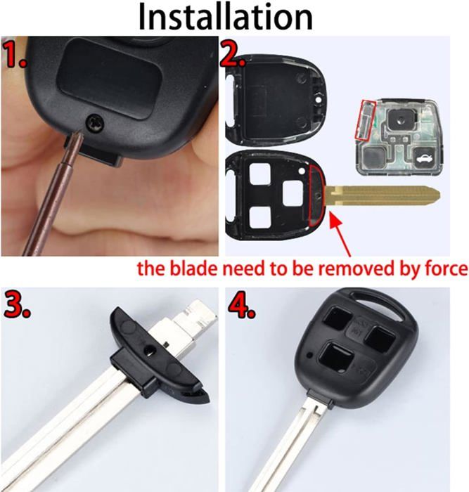 Boîtier De Télécommande De Clé Pour Toyota - Modèle RS-TOY-18 - Compatible Yaris, RAV4, Prius, Etc.