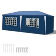 Izrielar Tonnelle de jardin réception avec parois latérales fenêtres Fête Camping portable Bleue 3x6m TENTE DE DOUCHE-0