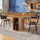 LEYTN Table à manger ronde extensible 118-158x118x76cm Table à manger 6 personnes avec rangement pour salon salle à manger - noyer