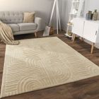 Tapis à poils ras géométrique - PACO HOME - 240x340 cm - Beige - Polyester - Hauteur de poils 10 mm - Tissé à la machine