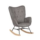 MEUBLES COSY Fauteuil à bascule allaitement scandinave avec accoudoirs en tissu gris foncé capitonné - EPPING