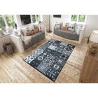 Tapis salon PATCHWORK carreaux ciment noir DEBONSOL - 200x290cm